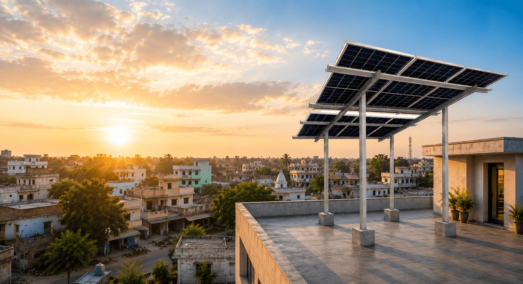 Solar panels on roof